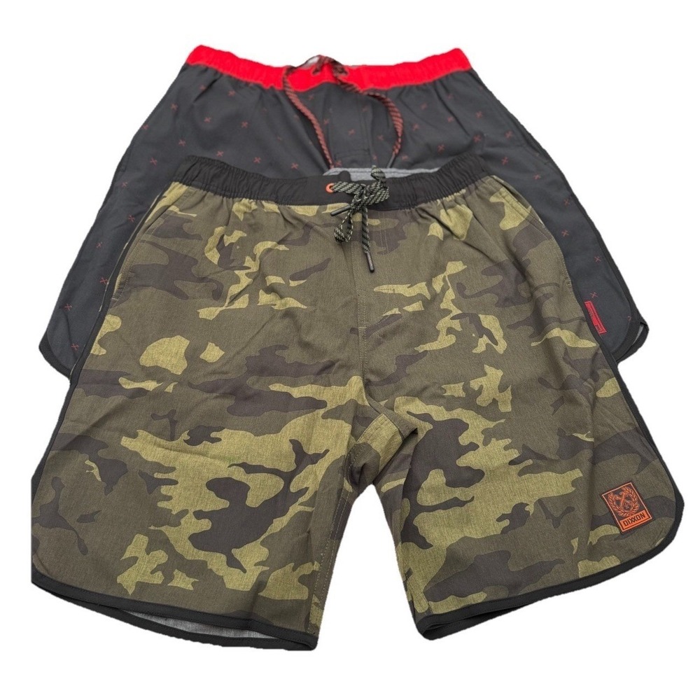 Dixxon Flannel Co Mens Hybrid Board Shorts Lot 2 Camo Grey Red Size S Small NWOT